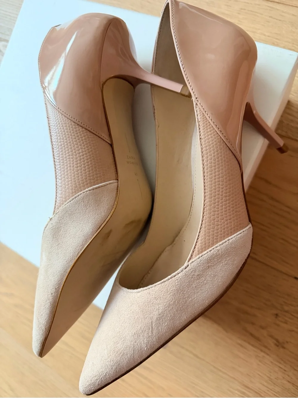 Zara Blush Nude Pointed-Toe Pumps S10/41